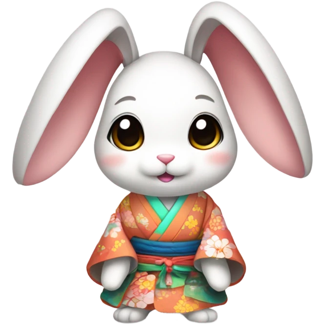 Cute Japanese bunny wearing kimono emoji