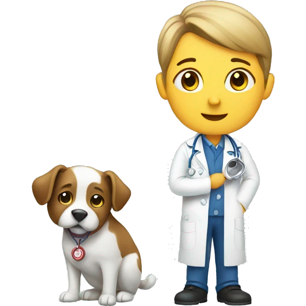 Veterinarian examining pet emoji