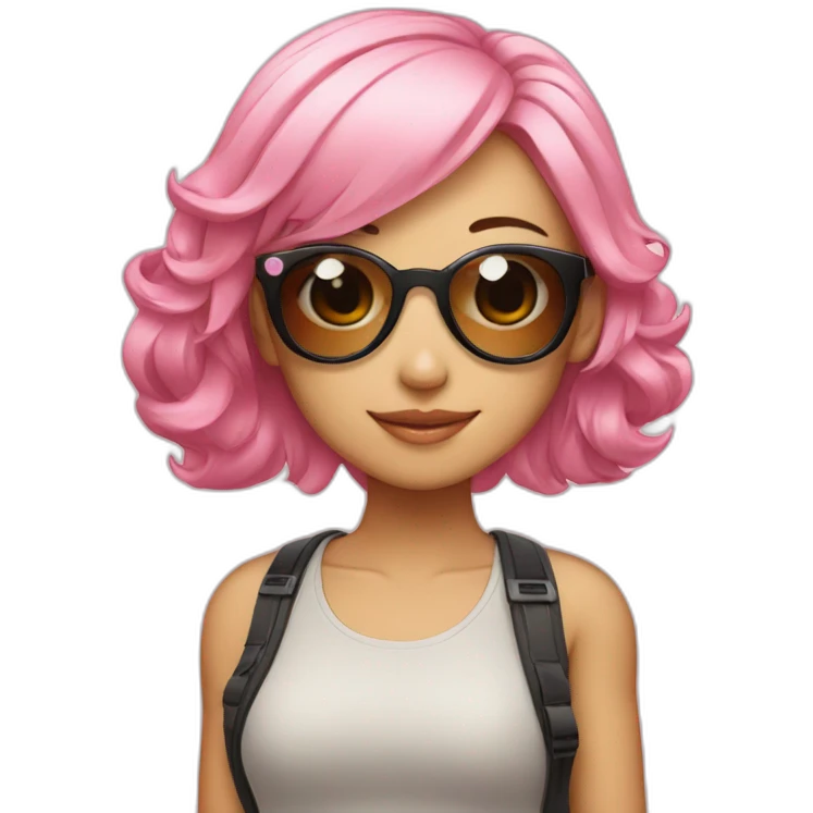 Taiwanese girl with pink hair and wearing sunglasses emoji