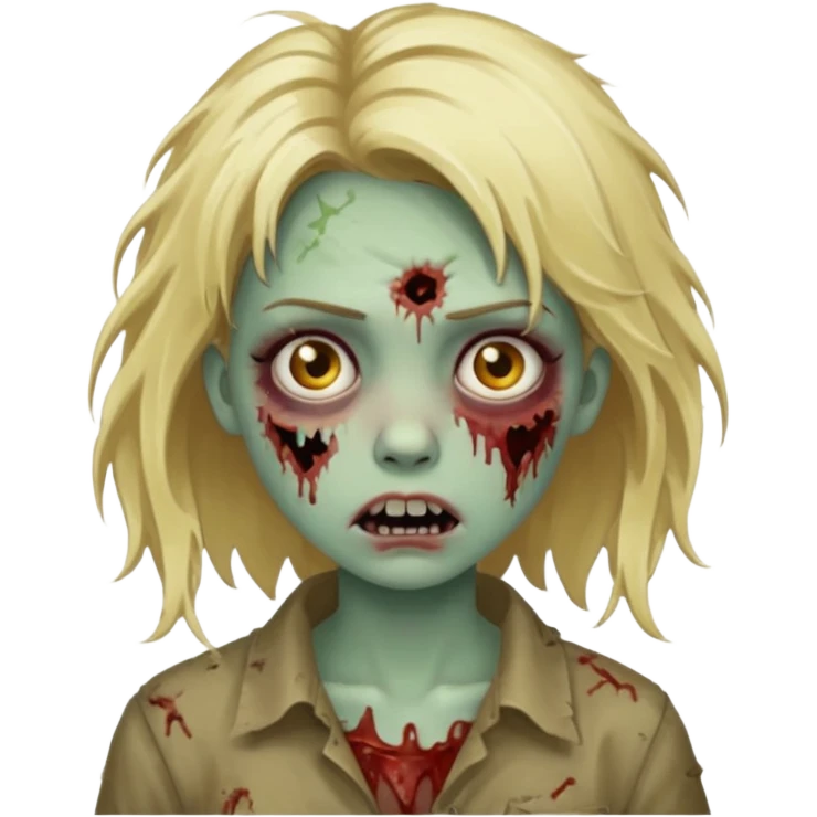 girl zombie with messy blonde hair emoji