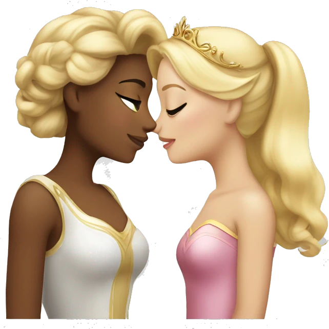 2 women princesses couple blonde kiss emoji