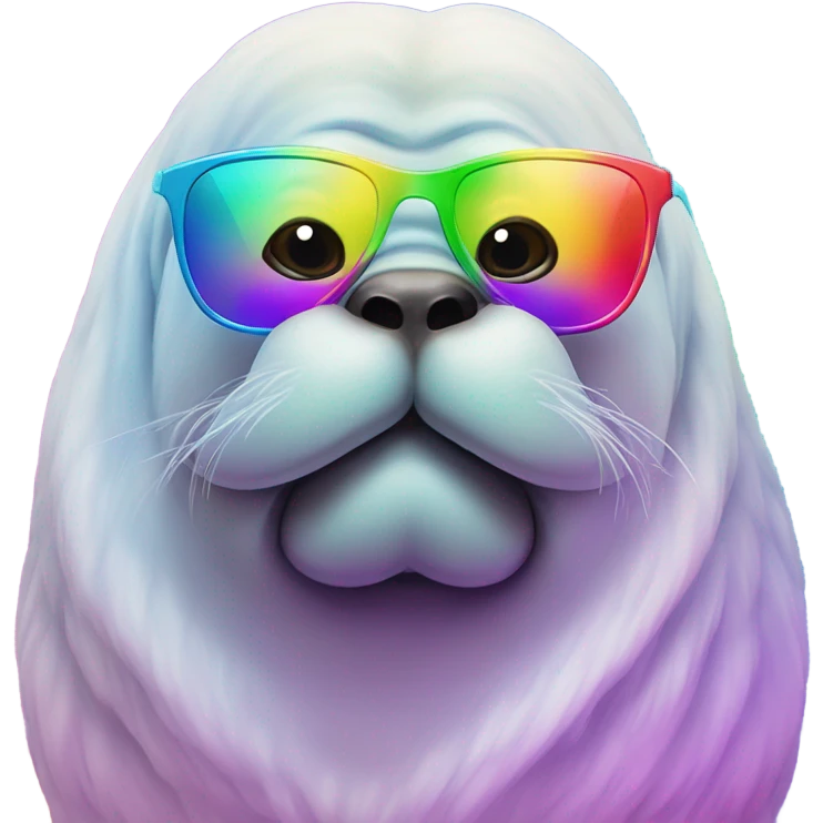 Lisa Frank Walrus wearing rainbow cloud shaped glasses emoji