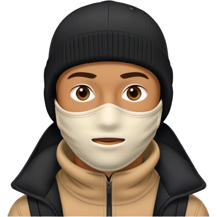Guy wearing black cap and a ski mask emoji