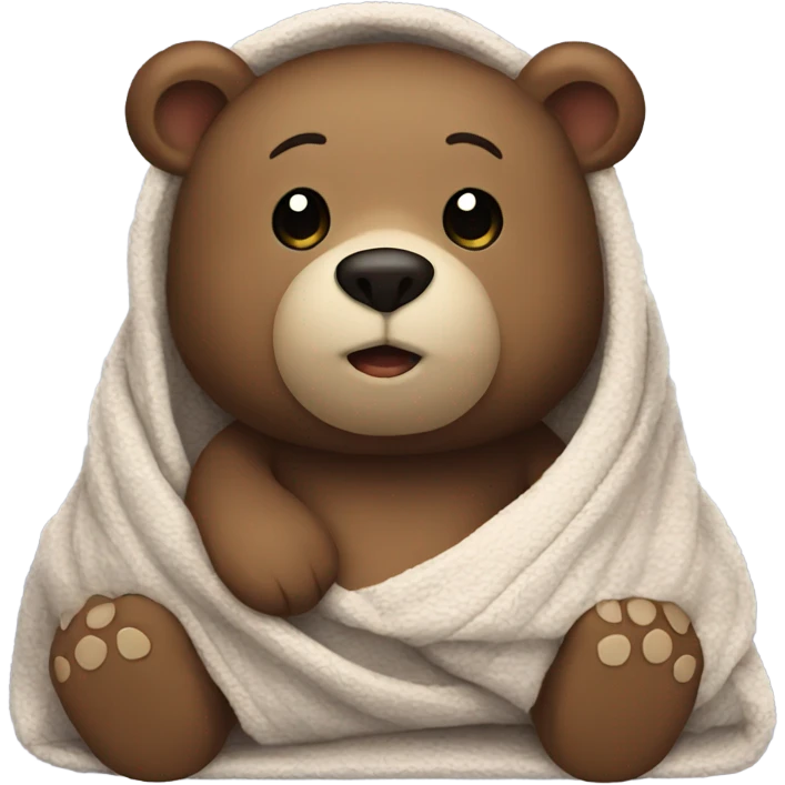 bear cozy in blanket emoji