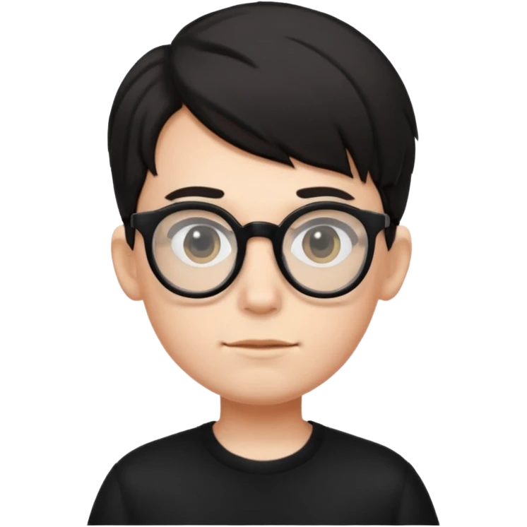 boy with big glasses,black wear emoji