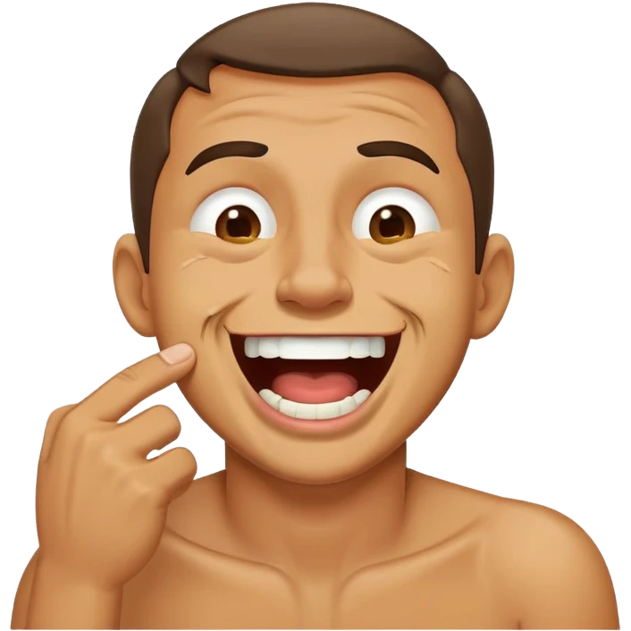 man laughing and choking himself emoji