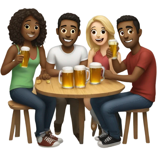 A group of friends drinking beers  emoji