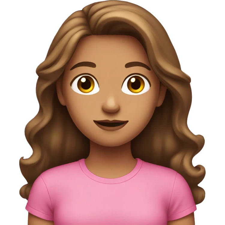a girl with long brown hair and a pink t-shirt emoji