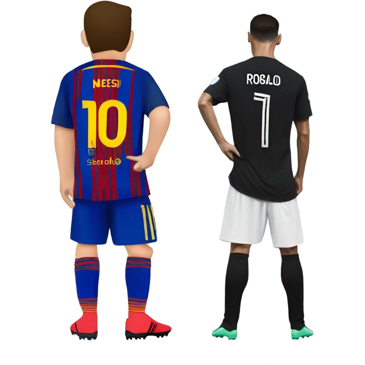 Messi standing on Ronaldo emoji