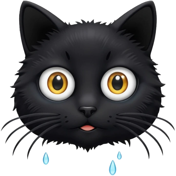 black cat with big round eyes and fuzzy outline inspired by Ghibli dust sprites emoji