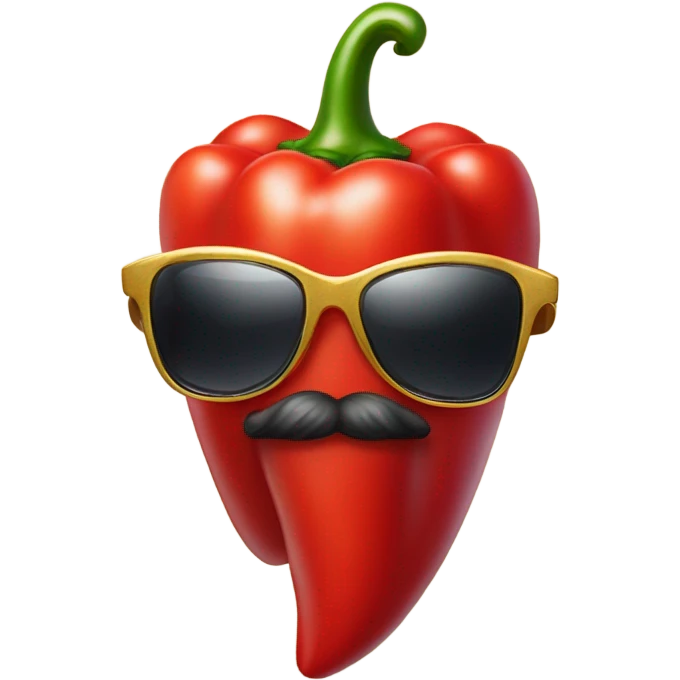 Red pepper with Mantel and sunglasses and necklace emoji