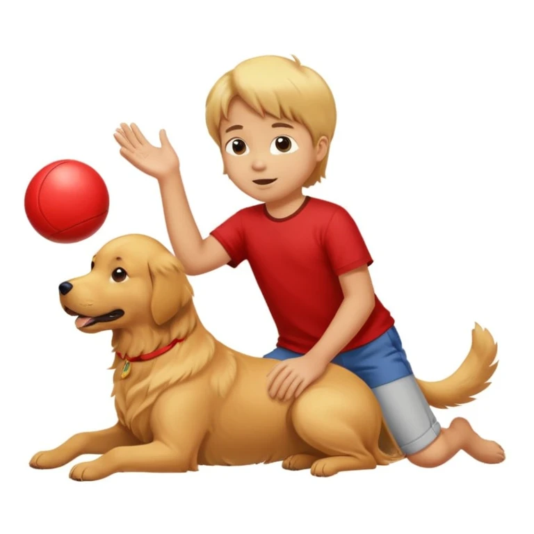 kid and dog playing with ball emoji