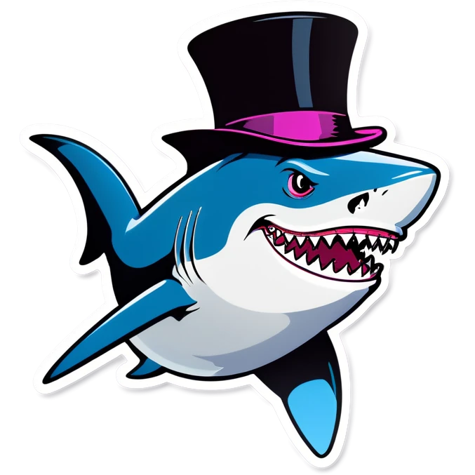 Shark with a top hat emoji