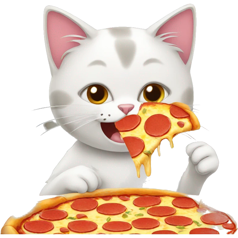 Cat eating pizza emoji