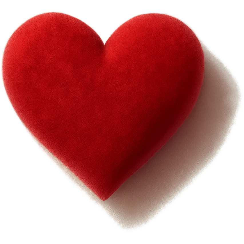 heart with a soft velvet shadow, digital illustration, no background emoji