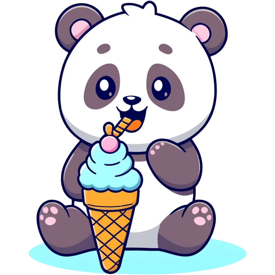 Panda eating ice cream emoji