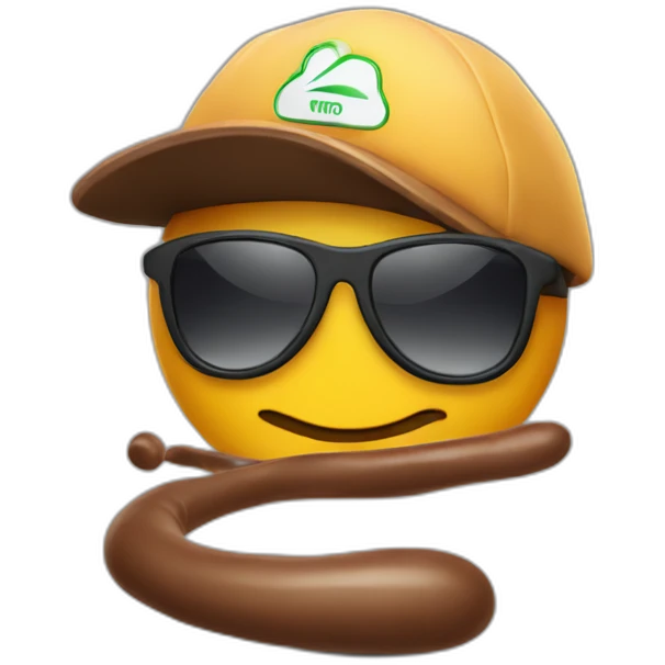 Happy Poop in sport sunglasses and sport cap emoji