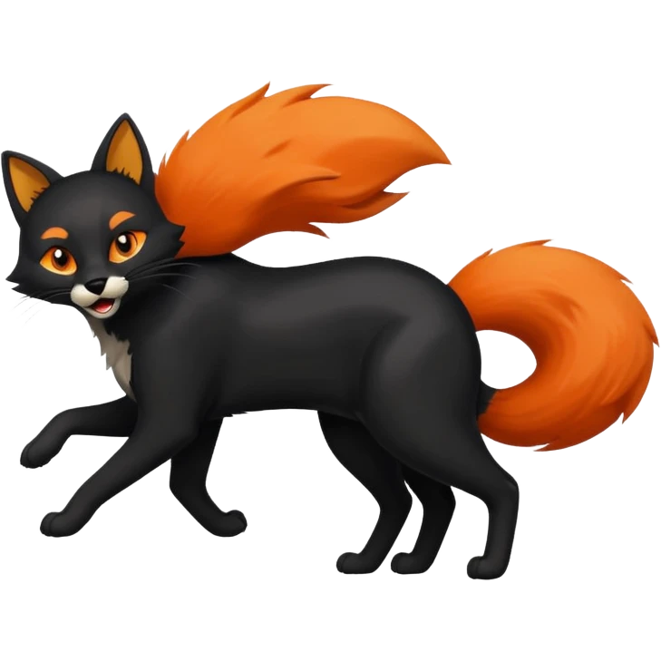 Black cat attack the fox emoji