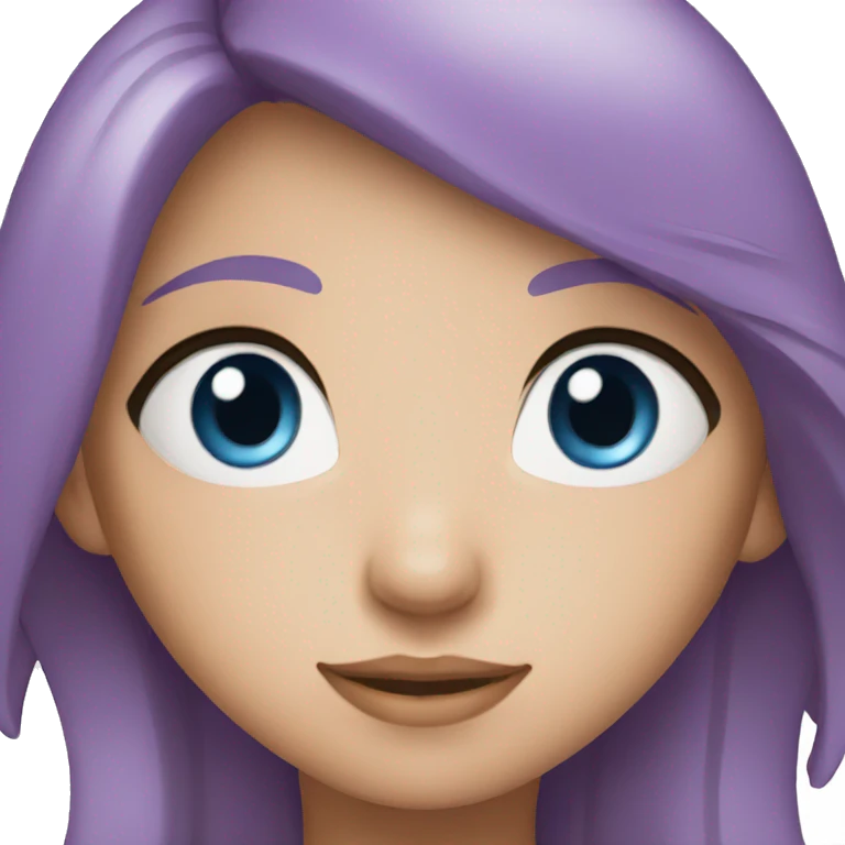 A girl has blue eyes and purple hair  emoji