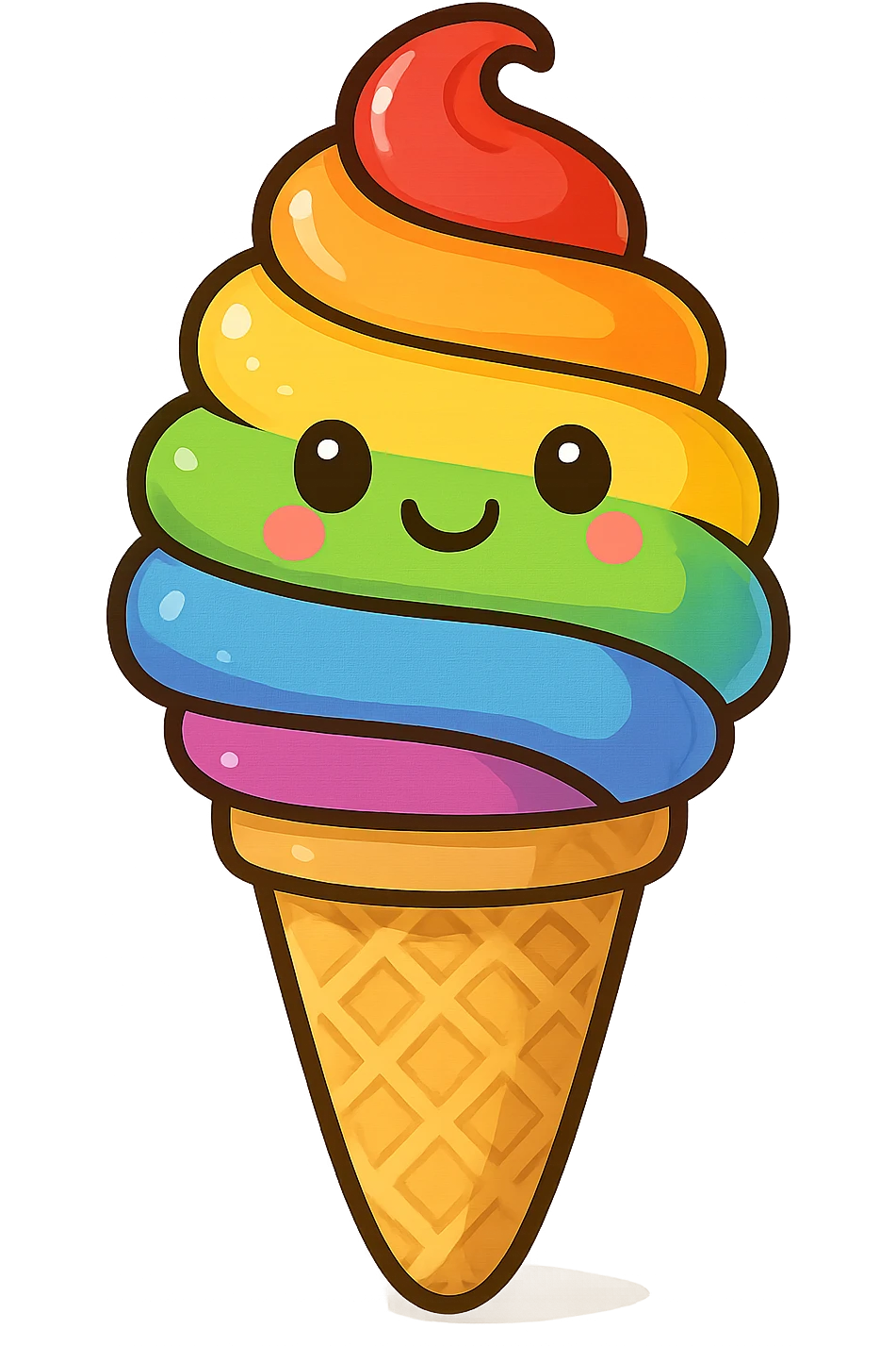 gay pride emoji, rainbow ice cream cone, sweet and colorful emoji