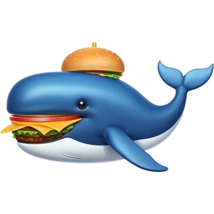 A whale with burger elements, Telegram emoji style emoji