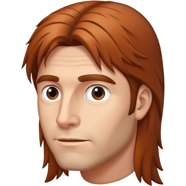 man's head with long gingery brown mullet looking to the left emoji