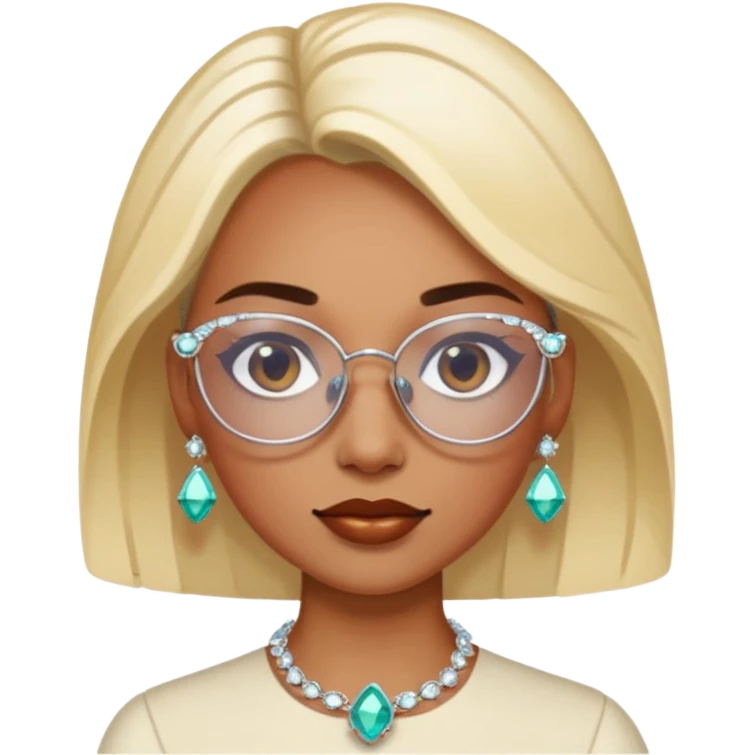 gem lover woman with gem accessories excessive amount gem glassess emoji