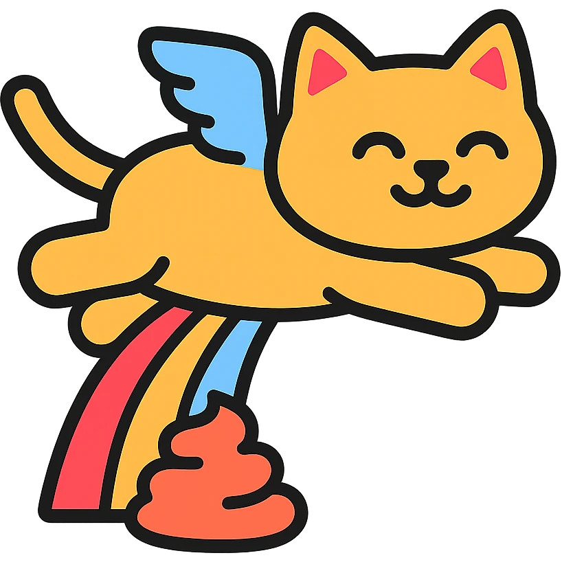 flying cat pooping rainbows emoji