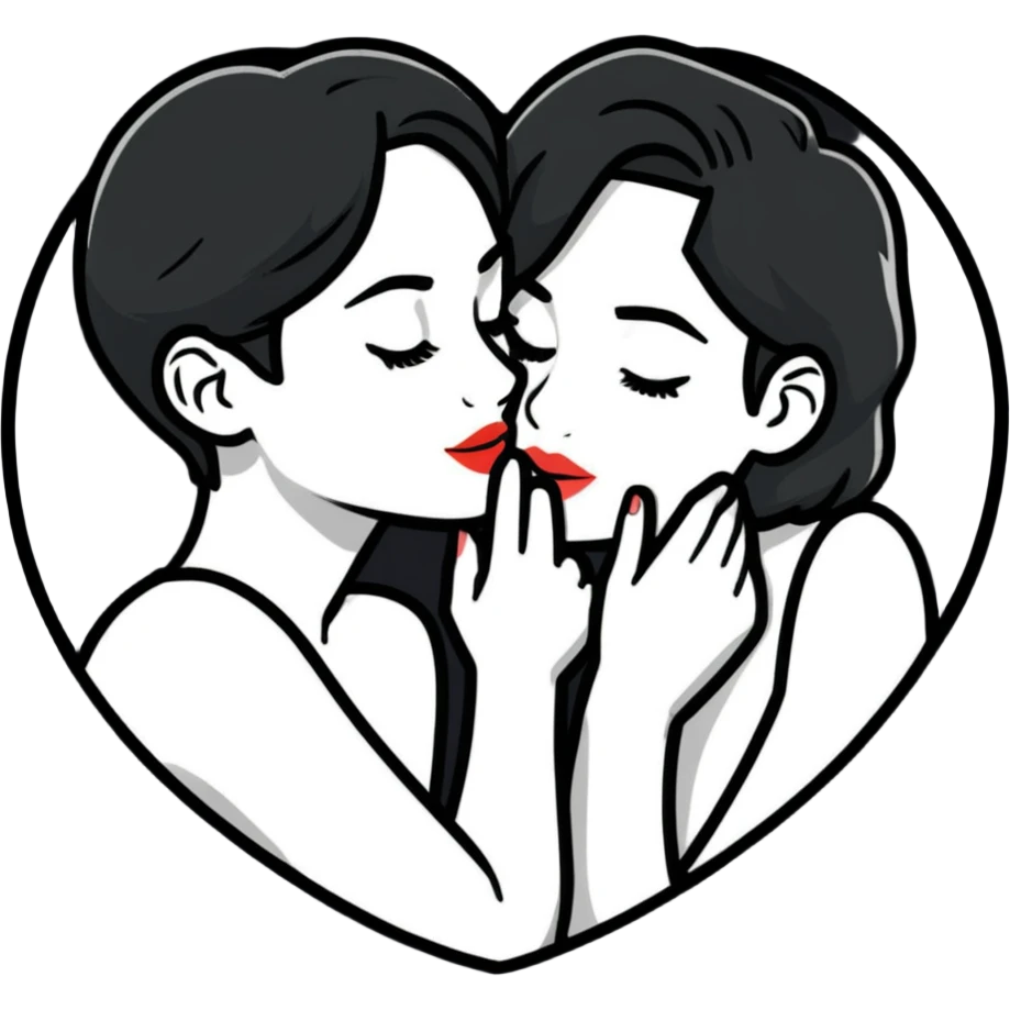lesbian couple kissing on cheek emoji