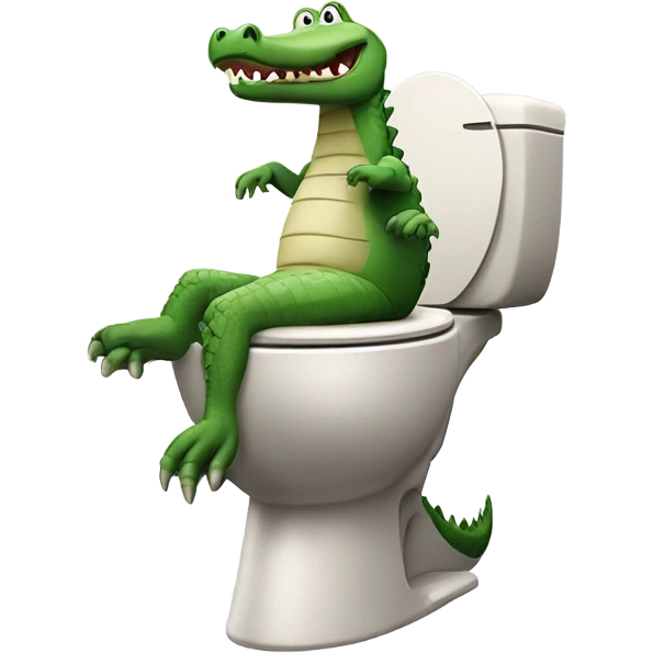 Crocodile pooping in toilet emoji