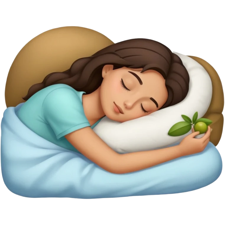 Brunette girl sleeping olive skin emoji