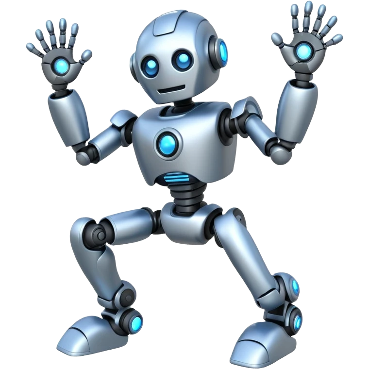 silver robot jumping emoji