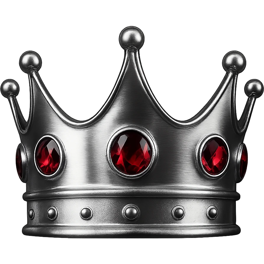 chrome style black crown with red gems emoji