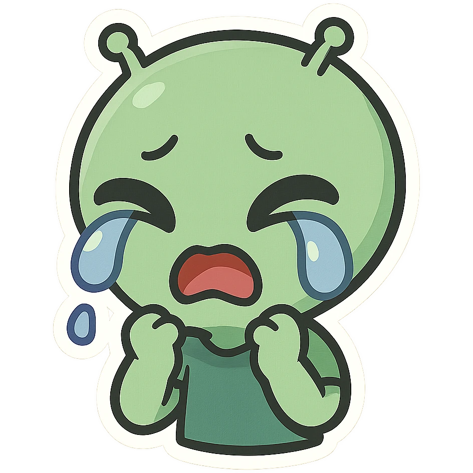 chibi style alien emote, simple icon, cute and expressive emoji