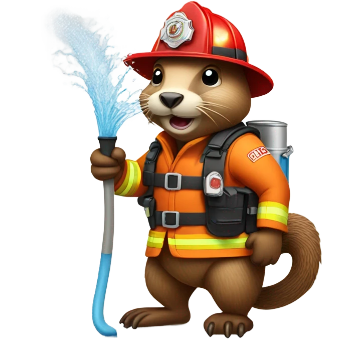Beaver firefighter putting out a fire  emoji