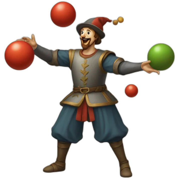 medieval juggler juggling 4 balls emoji