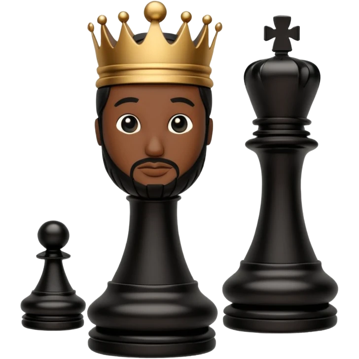 black king wooden chess pieces, emoji
