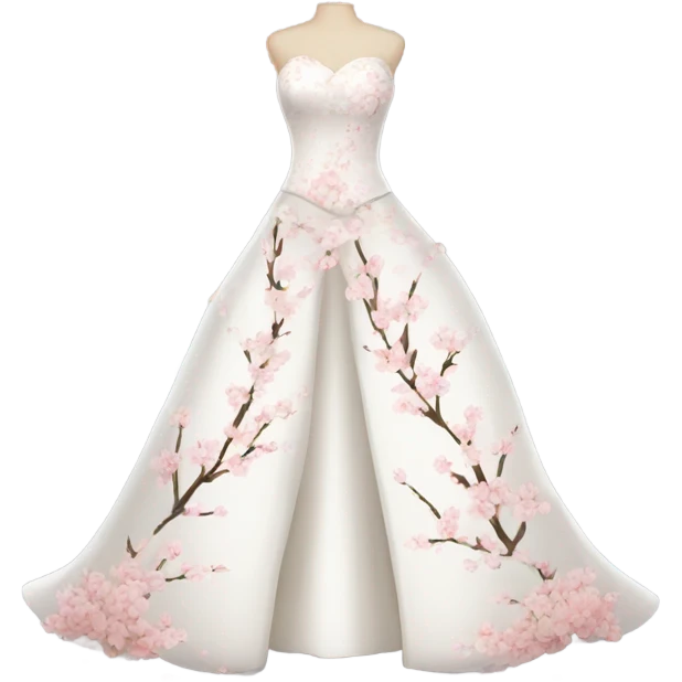 Wedding dress beautiful finish with cherry bloom  emoji