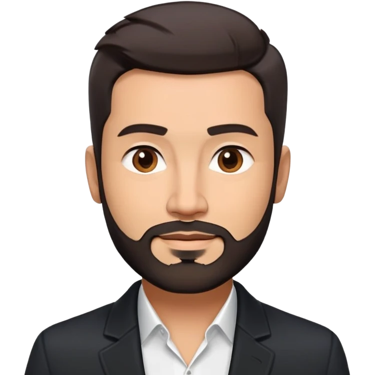 Good-looking broad-shouldered TV host in his mid-40s with light brown skin, short black hair with defined fade, light scruff beard, square face with pronounced jawline, friendly expression, open black jacket, white shirt with open collar and no tie emoji