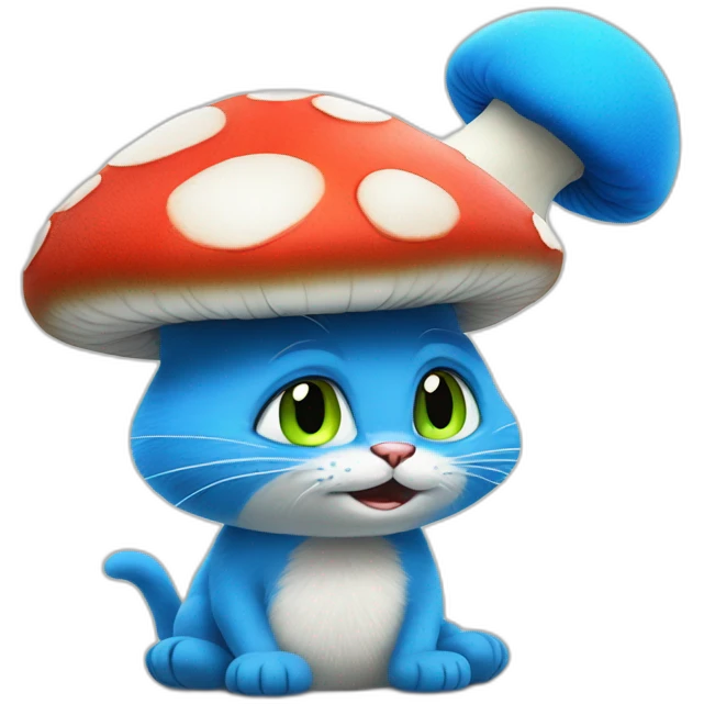 Smurf blue cat mushroom hat talking to Shrek emoji