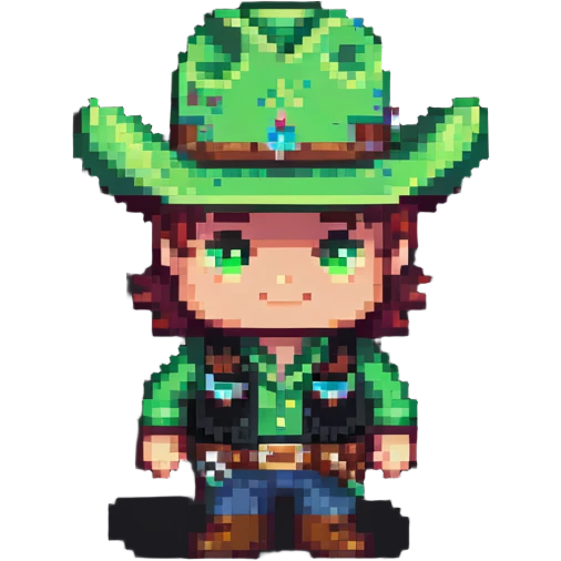 Cowboy character with a bright green hat emoji