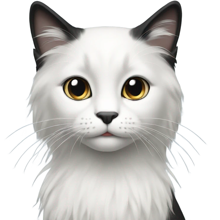 Long hair black and white female cat emoji