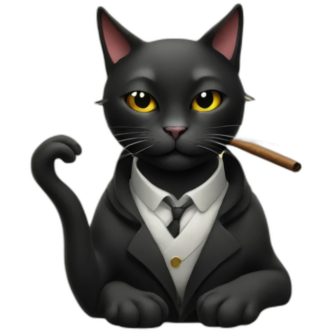 black cat smoking cigar emoji