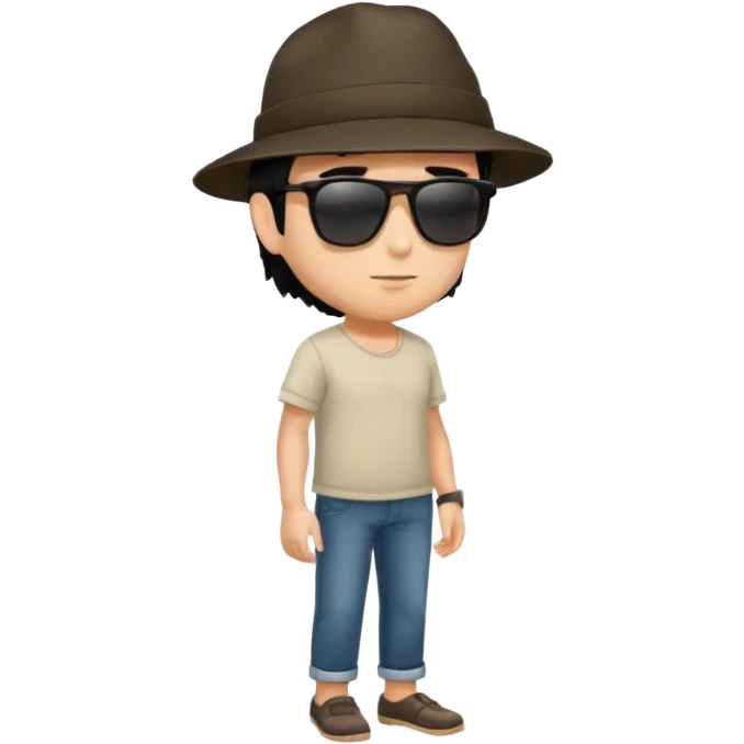 The Walking Man black hair all body from the side emoji