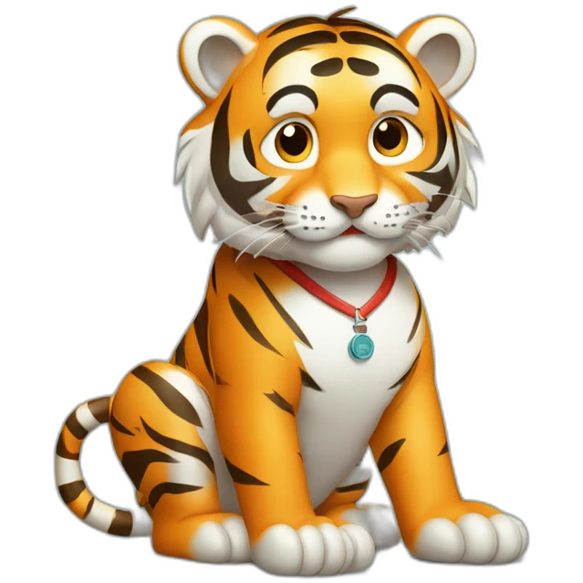 Healthy tiger diligently taking medicine with zodiac calendar at the back emoji