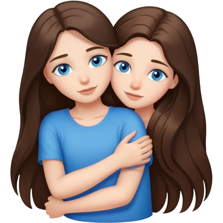 long brunette hair girls with blue eyes hugging emoji