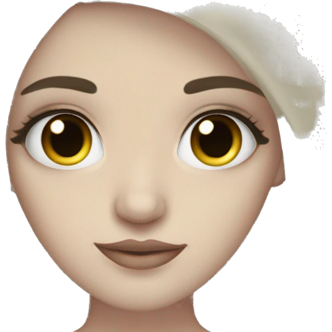 A dark haired girl with pale skin doing her lashes  emoji