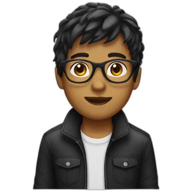 Boy with black glasses and bangs hair emoji