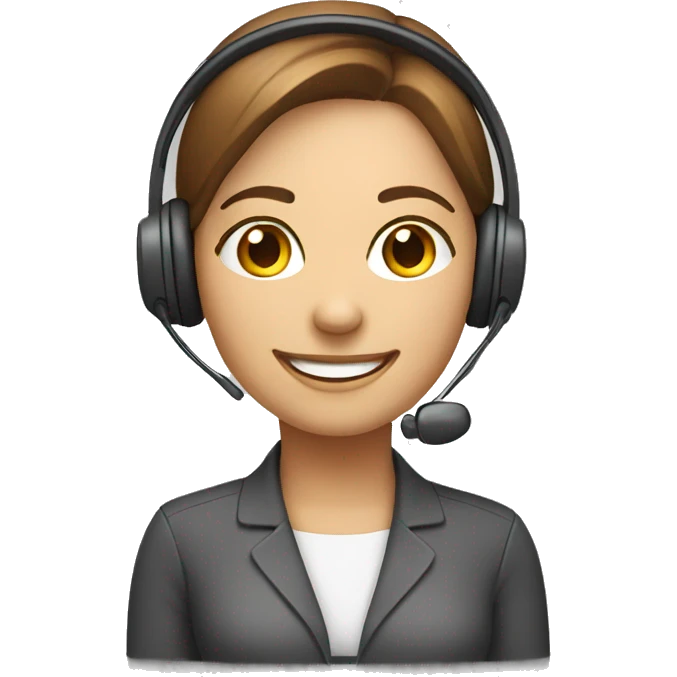 female wearing customer service headset friendly smile emoji