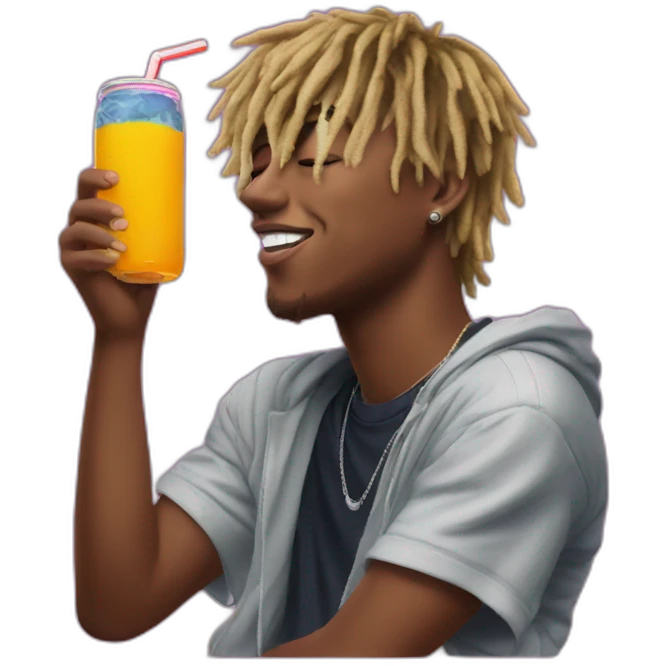 Juice Wrld drinking a Faygo emoji